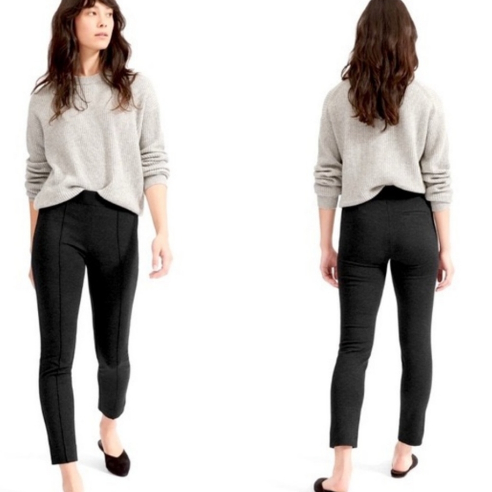 EVERLANE Ponte Pintuck Side Zip Stretch Pants Black